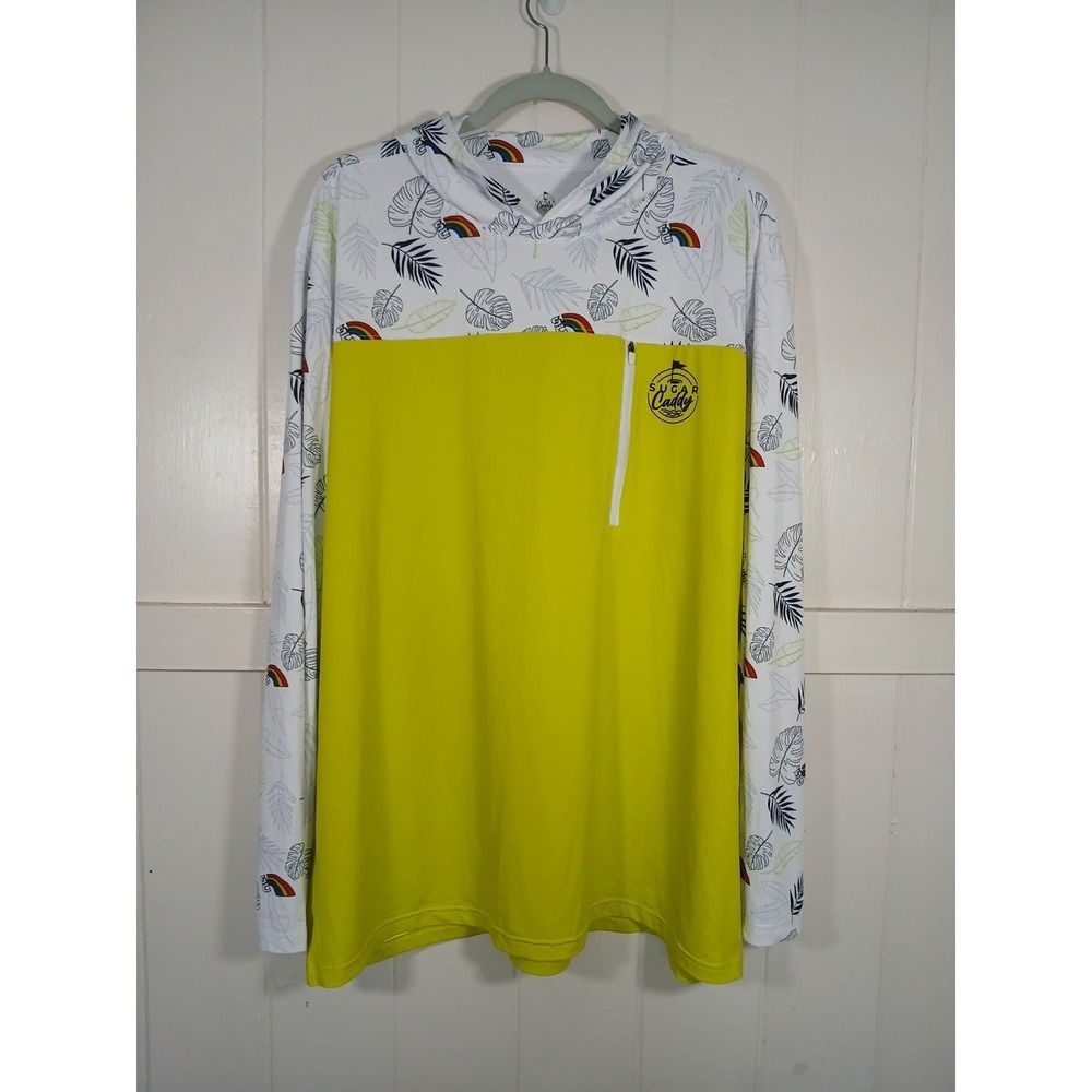 Sugar Caddy Hawaii Rainbow Pullover Golf Hoodie Men's XXL Stretch Floral LS - Picture 10 of 11